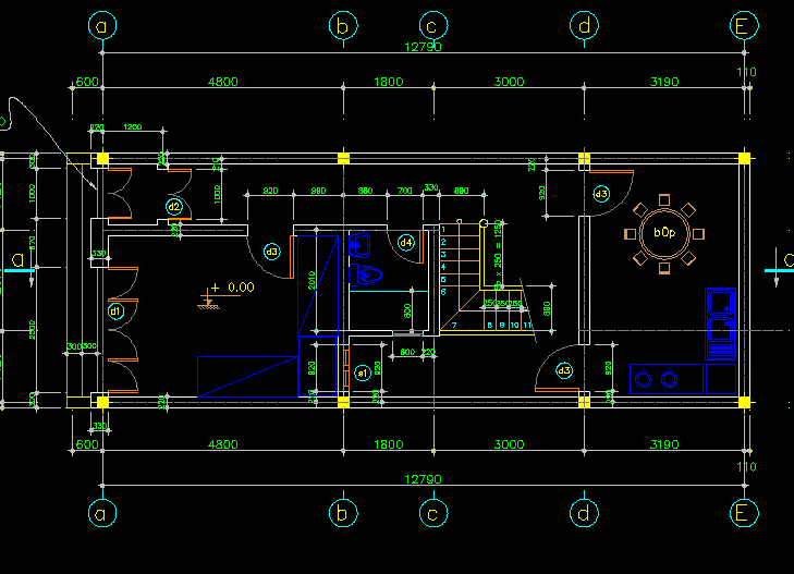 nhà phố 4 tầng,nhà phố 4.8 x 13m,nhà phố đẹp,bản vẽ nhà phố